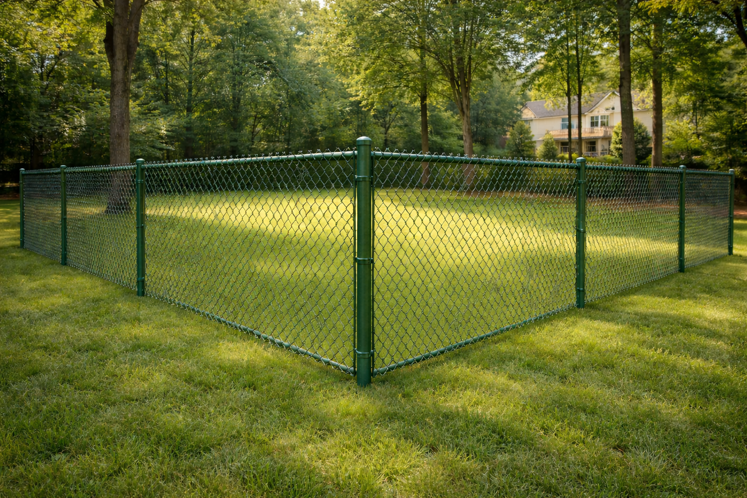 Green chain link fence for pet yard in Temple GA