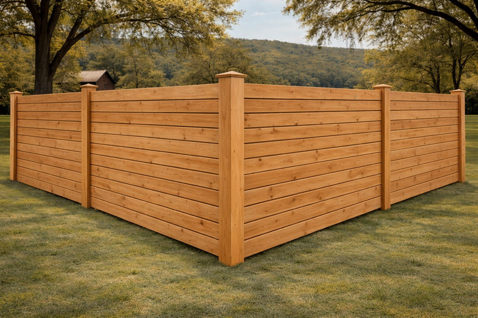Horizontal Wood Fence installation in Canton, GA