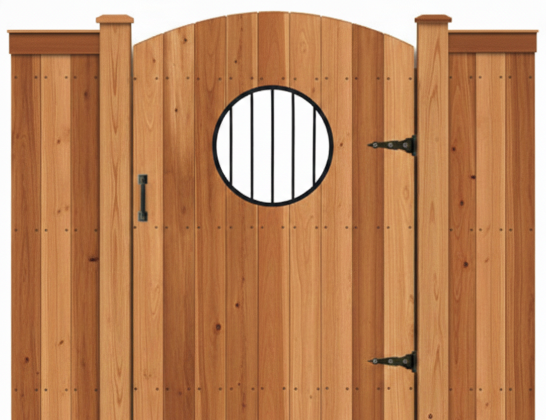 Circular decorative window wood gate