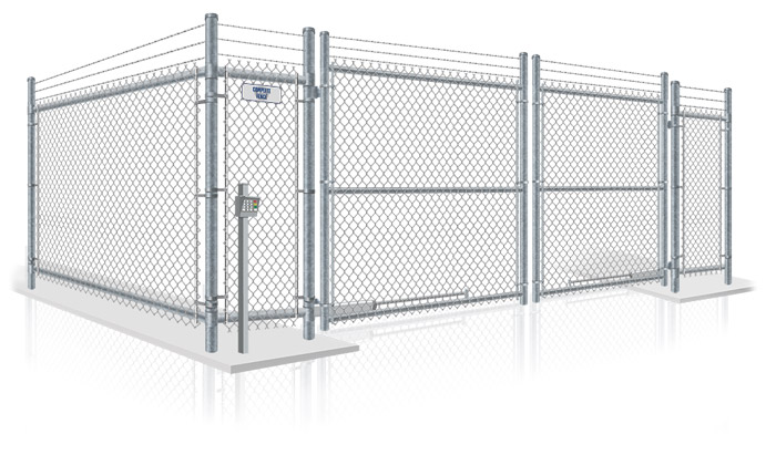 Commercial chain link security gate with barbed wire installation company in the North Georgia area.