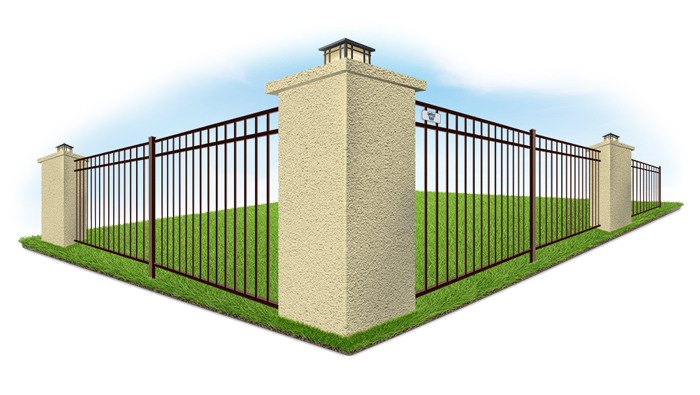 Fence with beige stucco columns in Dallas Georgia