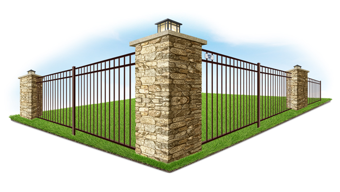 Fence with sandstone columns in Dallas Georgia