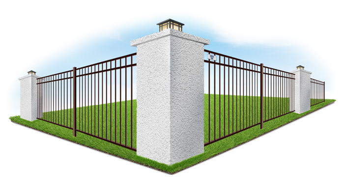 Fence with white stucco columns in Dallas Georgia